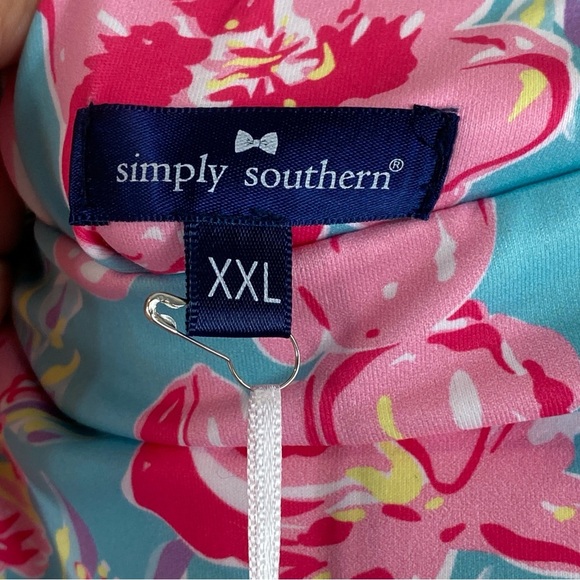 Simply Southern Women’s Pink Blue Tropical Floral Print Leggings NWT Sz XXL‎ - Picture 5 of 13